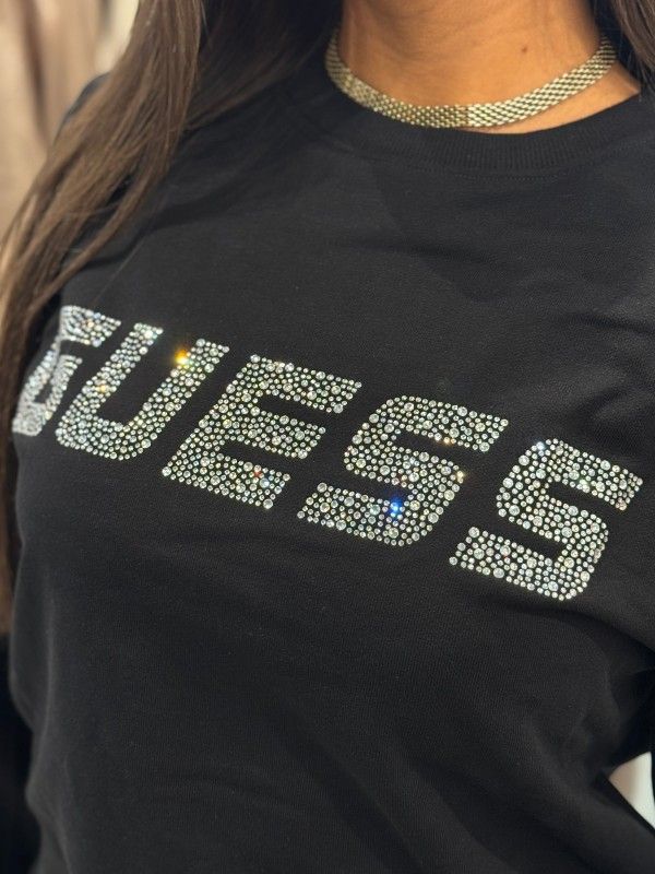 Guess Active - Silvy Logo Rhinestones Cn - Zwart