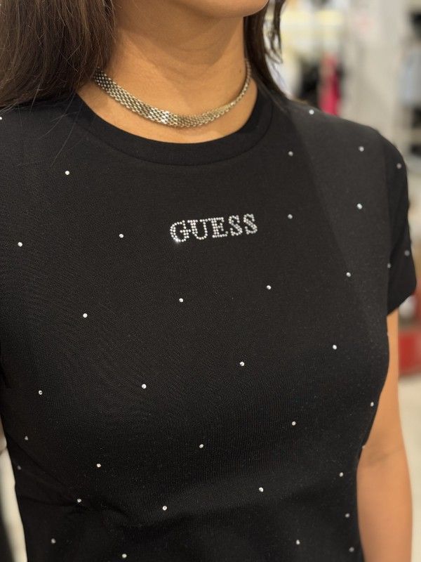 Guess Active - Rhinestones Ss Shirt - Zwart