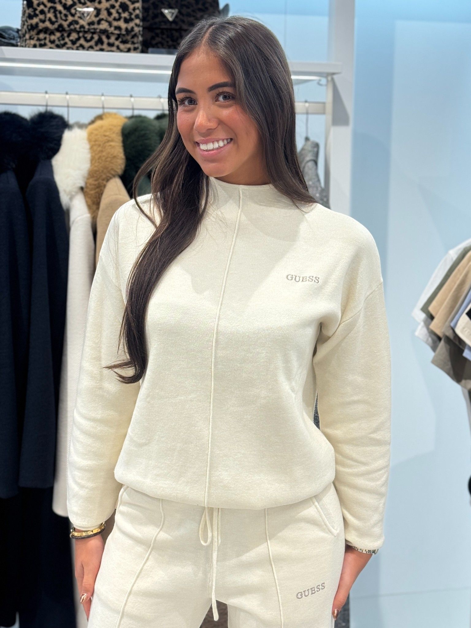 Guess Active - Ursula High Neck Sweatshirt - Beige