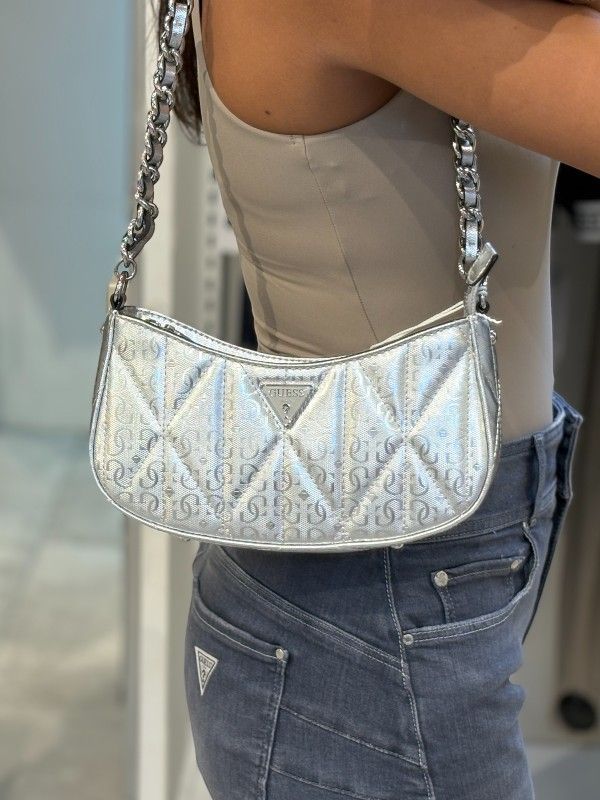 Guess - Aldina Top Zip Shoulder bag - Zilver