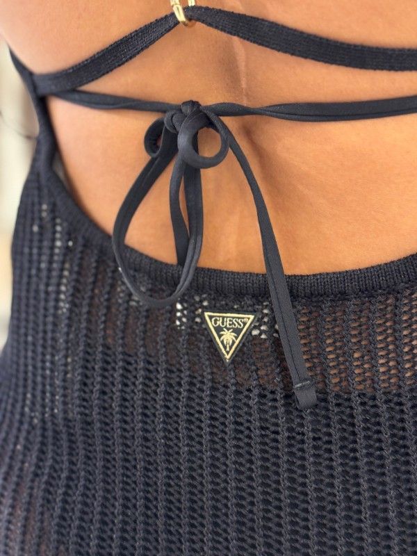 Guess - Aura Net Stitch Dress Swtr - Zwart