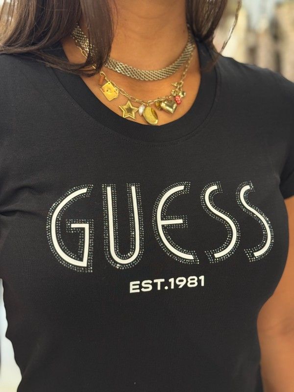 Guess - Cn Ss Guess Logo Tee - Zwart