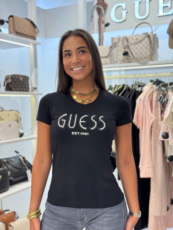 Guess - Cn Ss Guess Logo Tee - Zwart