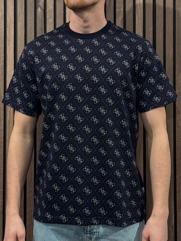 Guess - Cn Ss Jacquard 4G Knit Top - Blauw