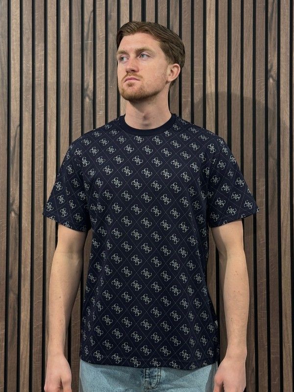 Guess - Cn Ss Jacquard 4G Knit Top - Blauw