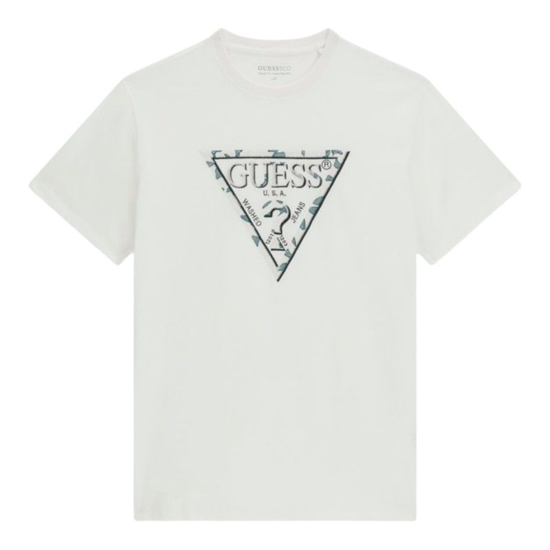 Guess - Cn Ss Triangle Leaves Embroide - Wit