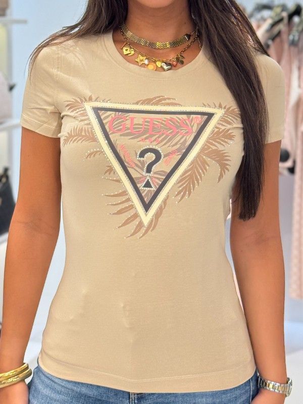 Guess - Cn Ss Triangle Palm Print - Beige
