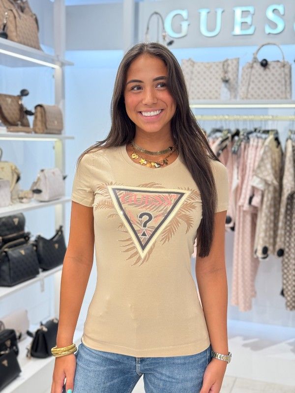 Guess - Cn Ss Triangle Palm Print - Beige