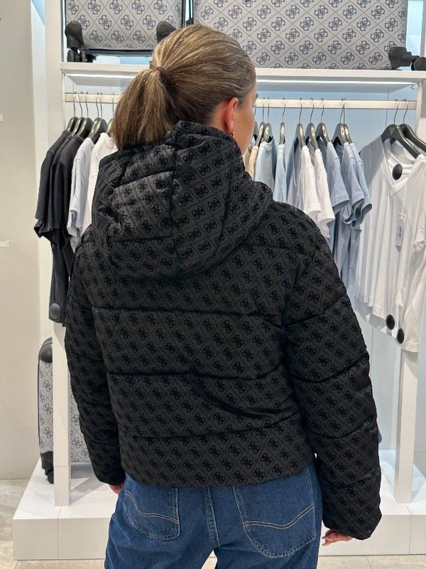 Guess - Daisy Puffer Logo Flock - Zwart