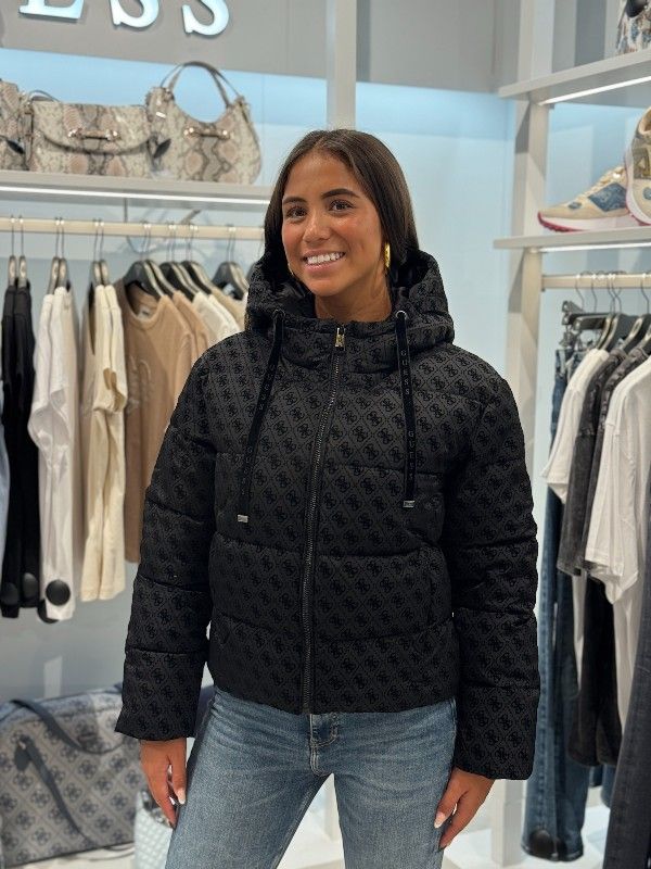 Guess - Daisy Puffer Logo Flock - Zwart