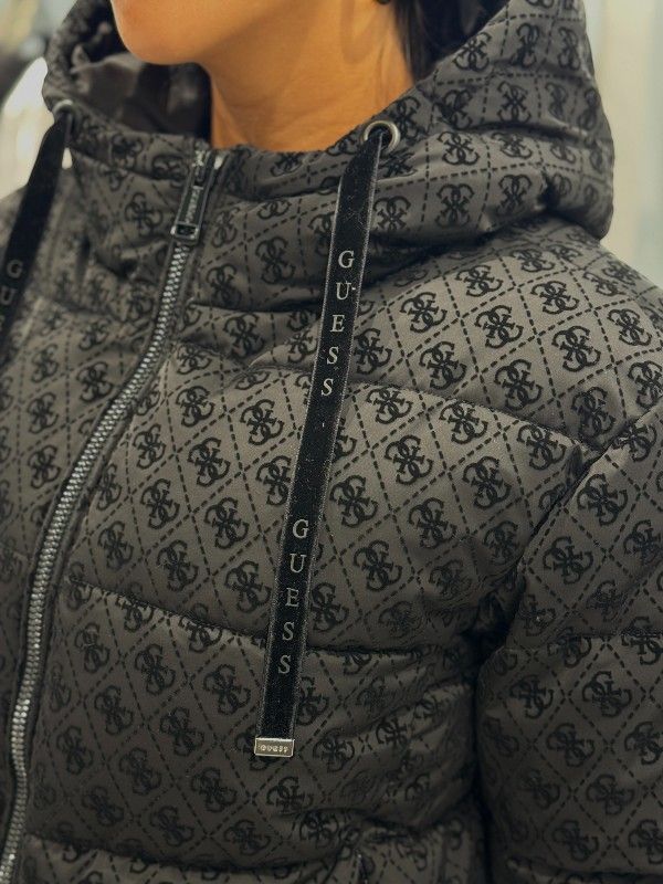 Guess - Daisy Puffer Logo Flock - Zwart