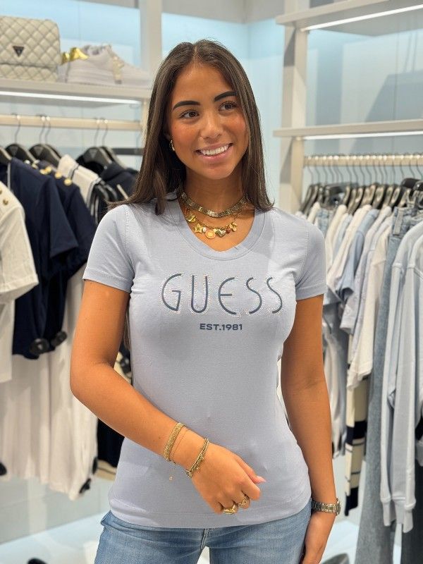 Guess - Cn Ss Guess Logo Tee - Blauw