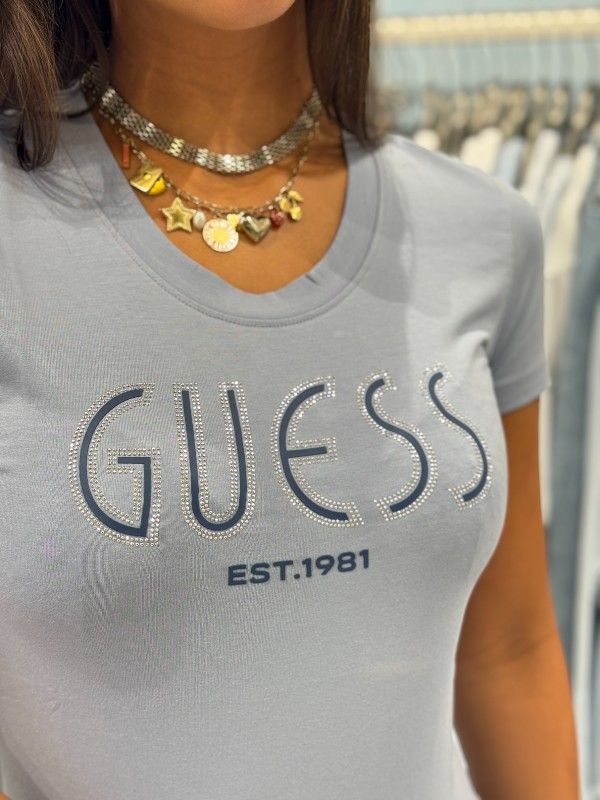 Guess - Cn Ss Guess Logo Tee - Blauw