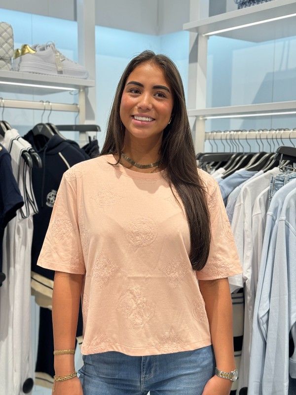 Guess Active - Peony Aop Embroidery Boxy Tee - Roze