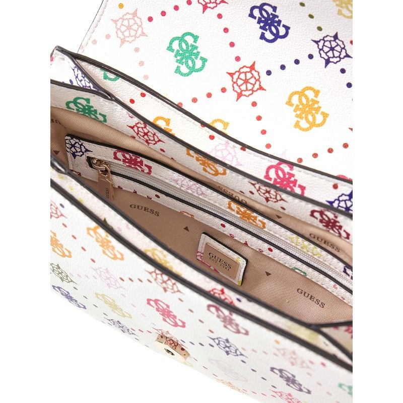 Guess - Emelie Logo Flap Shoulder Bag - Wit