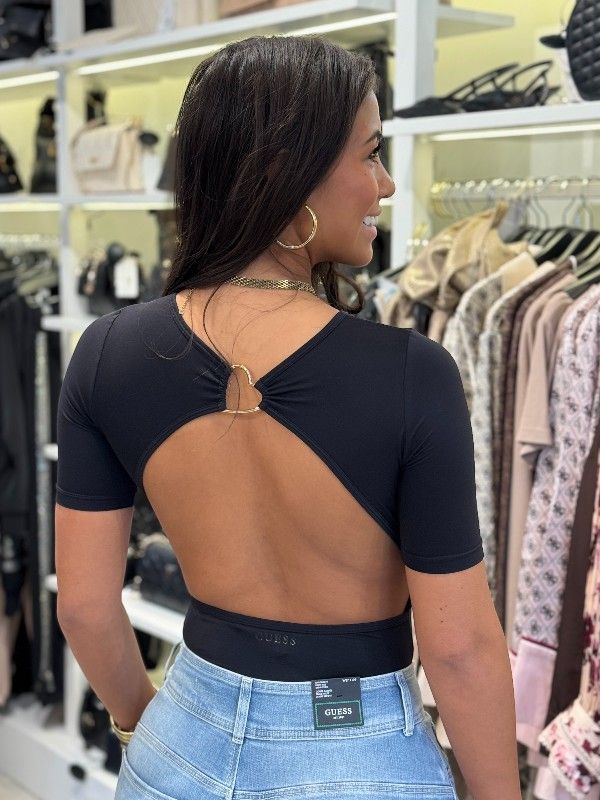 Guess - Eveline Heart Padded Bodysuit - Zwart