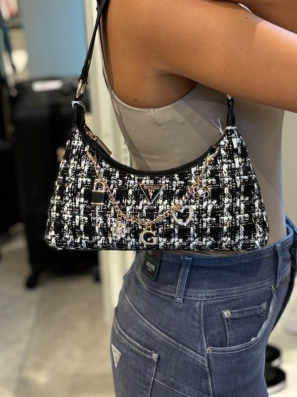 Guess - Everlee Top Zip Shoulder Bag - Zwart