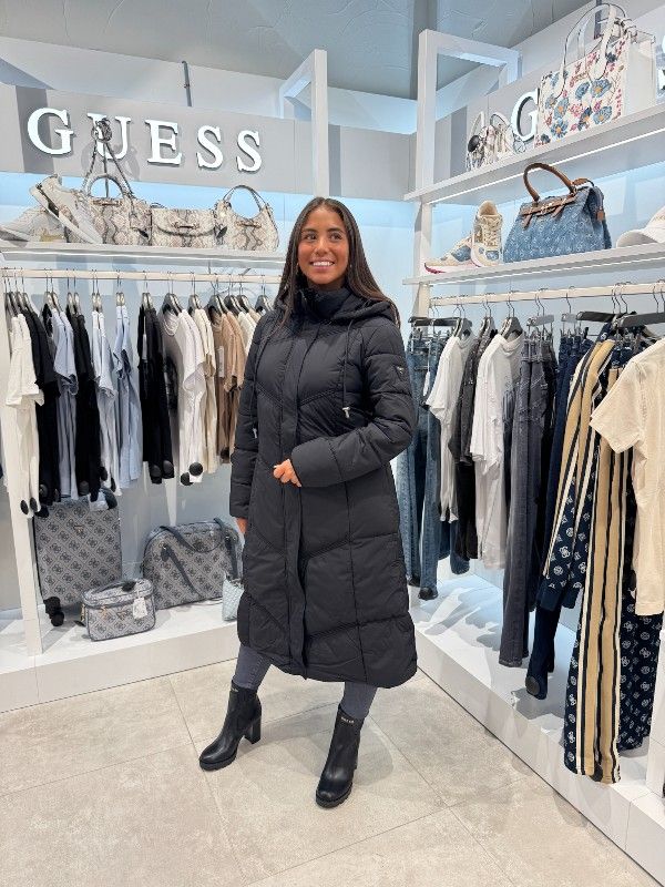 Guess - Gloria Quilted Long Puffer - Zwart
