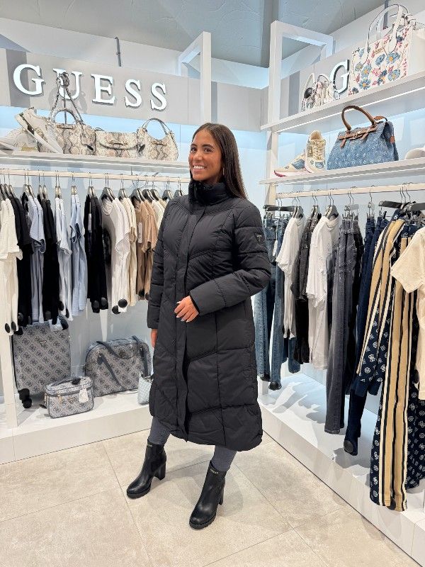 Guess - Gloria Quilted Long Puffer - Zwart
