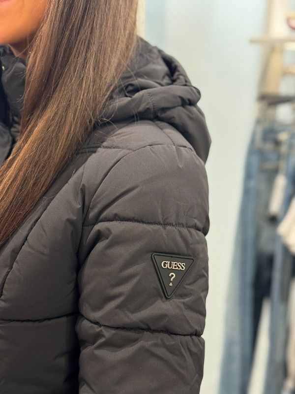 Guess - Gloria Quilted Long Puffer - Zwart