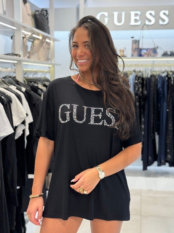 Guess - Guess Logo Long Ss Tee - Zwart