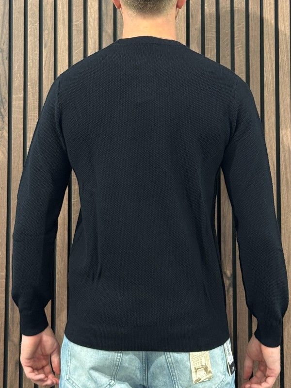 Guess - Harrison Cn Ls Stitch Logo Swt - Zwart