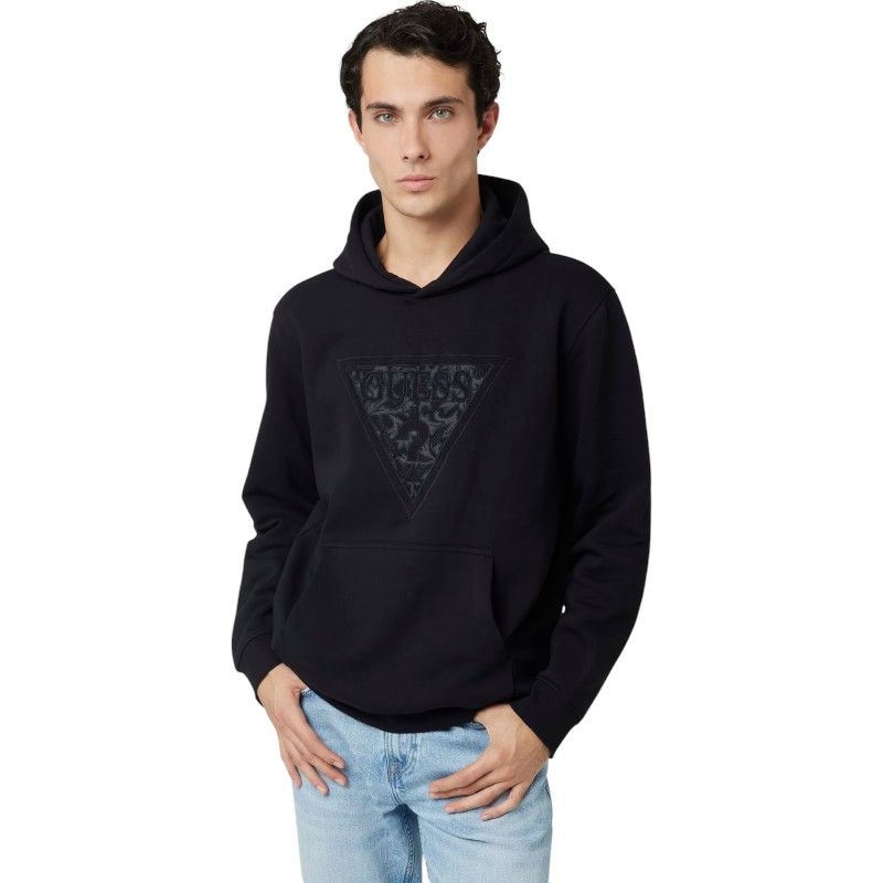 Guess - Embroidered Triangle Hoodie Sw - Zwart