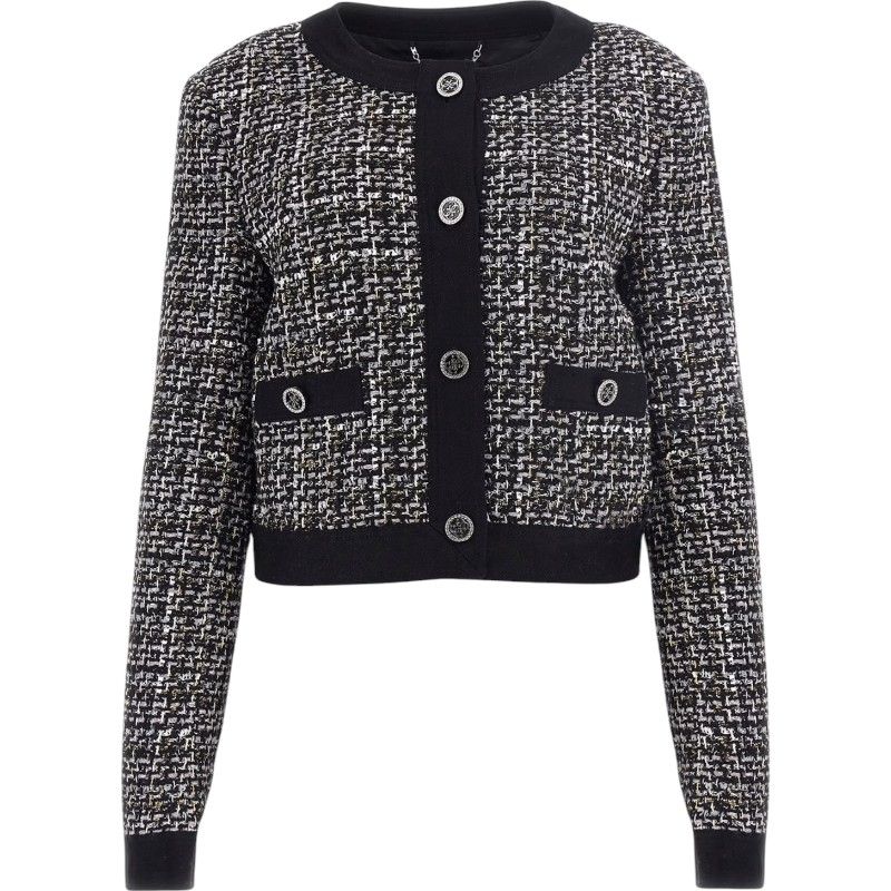 Guess - Yvonne Mix Denim Tweed Jacket - Zwart