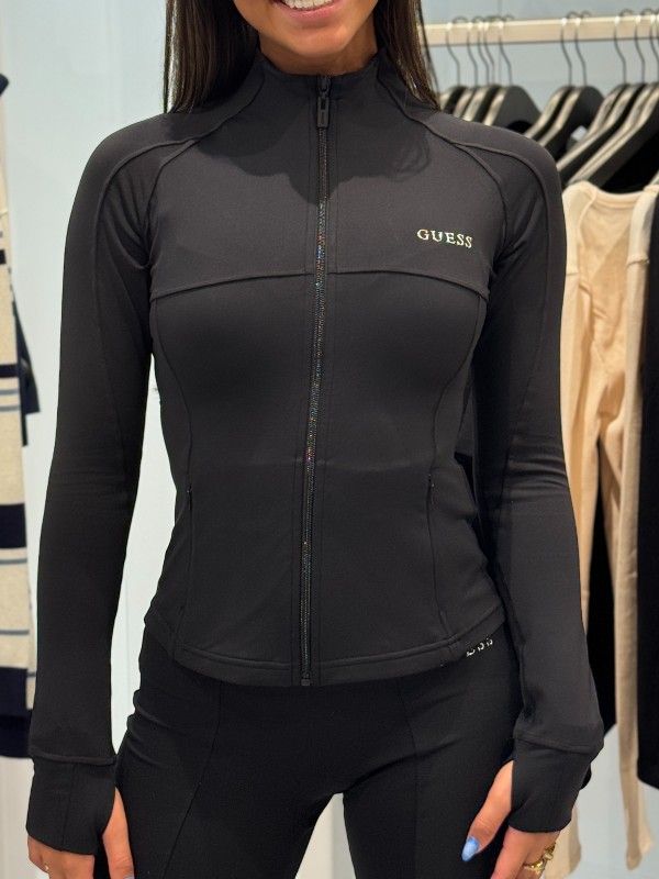 Guess Active - Margot Ls Zip Active Top - Zwart