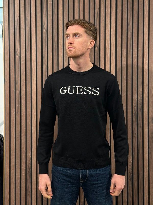 Guess - Kane Cn Shaded Logo Swtr - Zwart