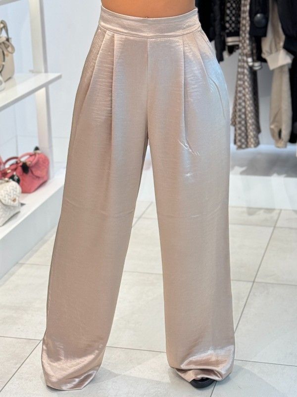 Guess - Katie Satin Wide Leg Pant - Beige