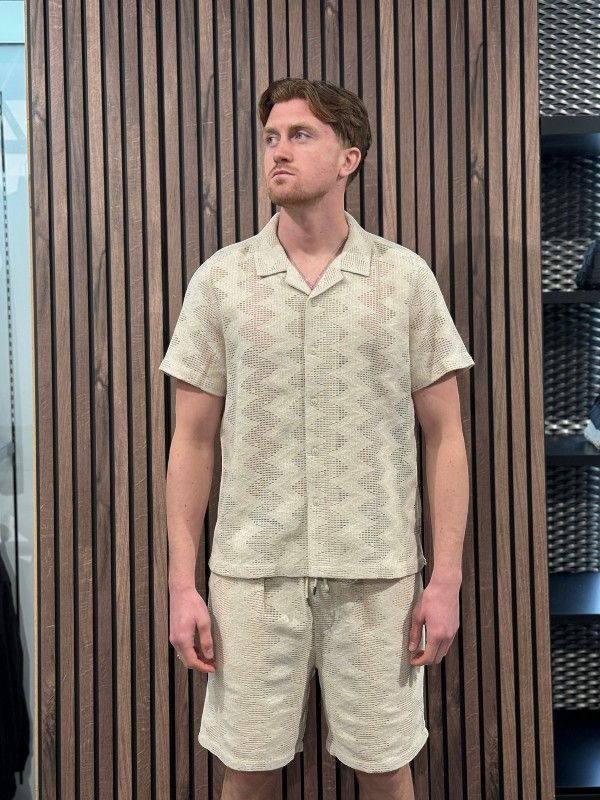 Guess - Lattice Knit Shirt - Beige