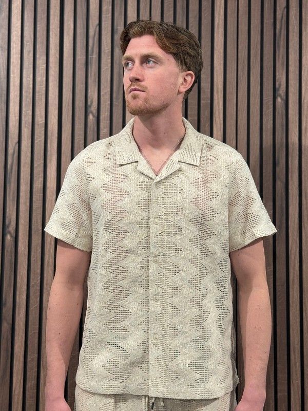 Guess - Lattice Knit Shirt - Beige