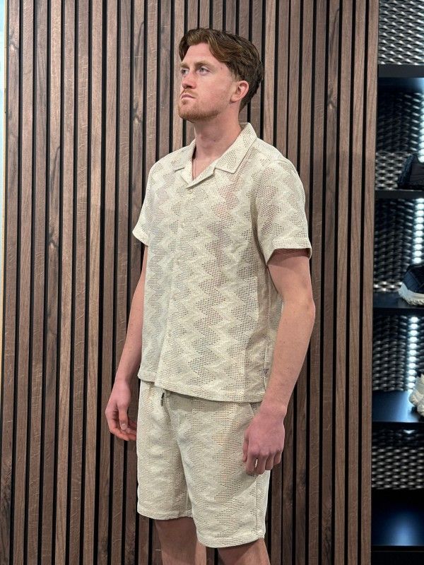 Guess - Lattice Knit Shirt - Beige