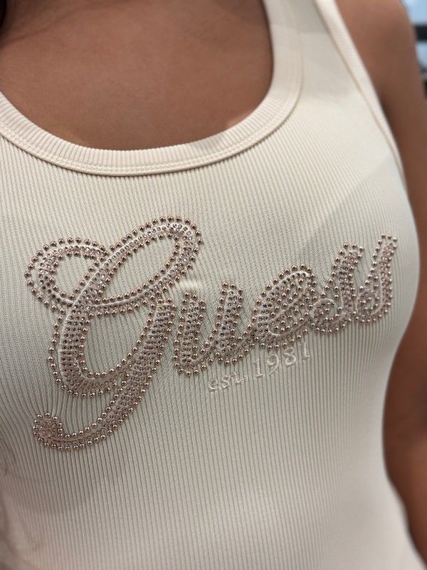 Guess - Logo Script Tank Top - Beige