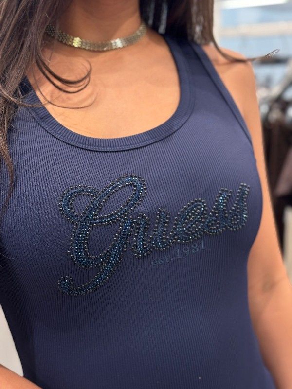 Guess - Logo Script Tank Top - Blauw