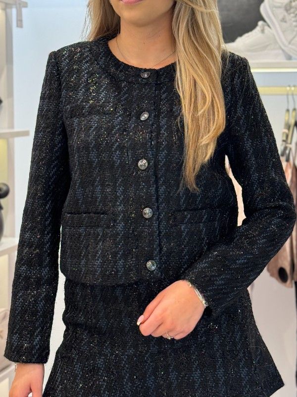 Guess - Ls Andie Tweed Jkt - Zwart