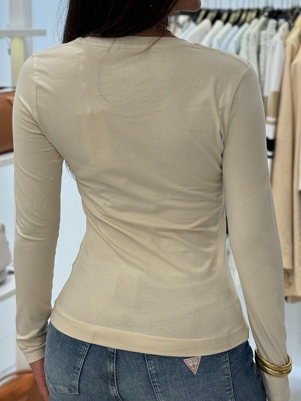 Guess - Ls Cn Leo Traingle Tee - Beige