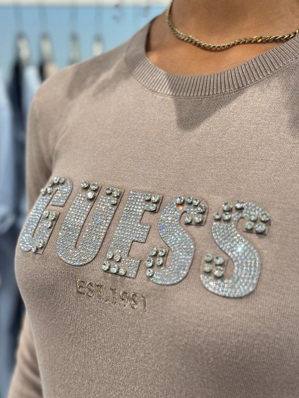 Guess - Ls Cn Reyna Logo Swtr - Beige