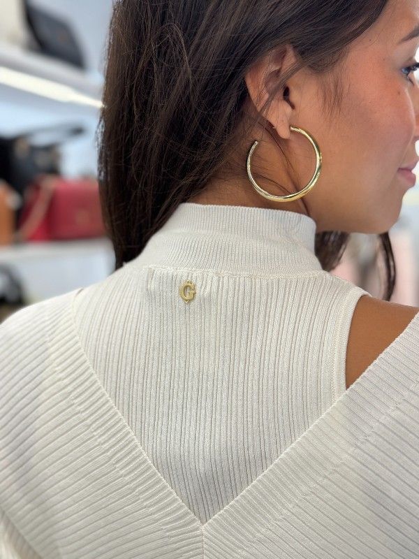 Guess - Ls Dolman Anita Rib Dress - Wit