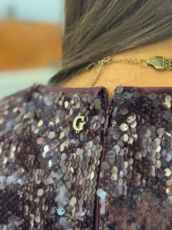 Guess - Ls La Vinia Sequins Dress - Rood