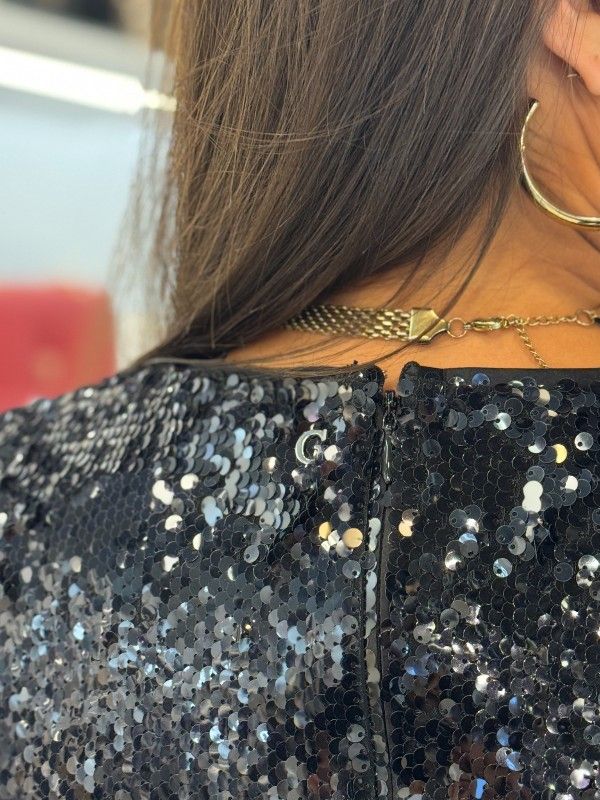 Guess - Ls La Vinia Sequins Dress - Zwart