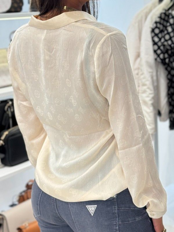 Guess - Ls Marthe Logo Shirt - Beige
