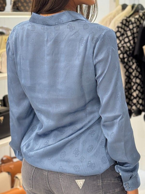 Guess - Ls Marthe Logo Shirt - Blauw