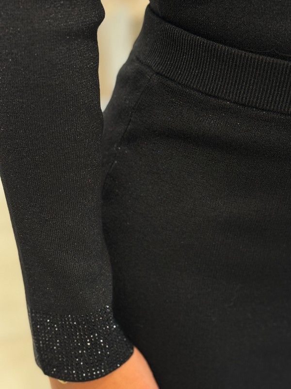 Guess - Ls Mn Lucy Rhinestones Swtr - Zwart