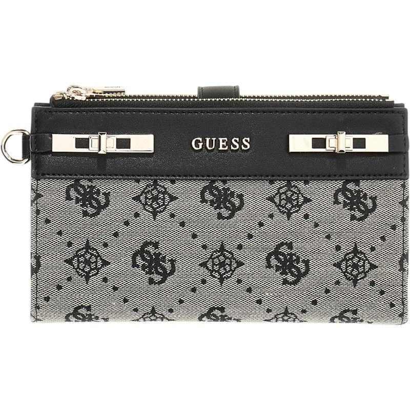 Guess - Melinda Logo Slg Dbl Zip Ornzr - Zwart