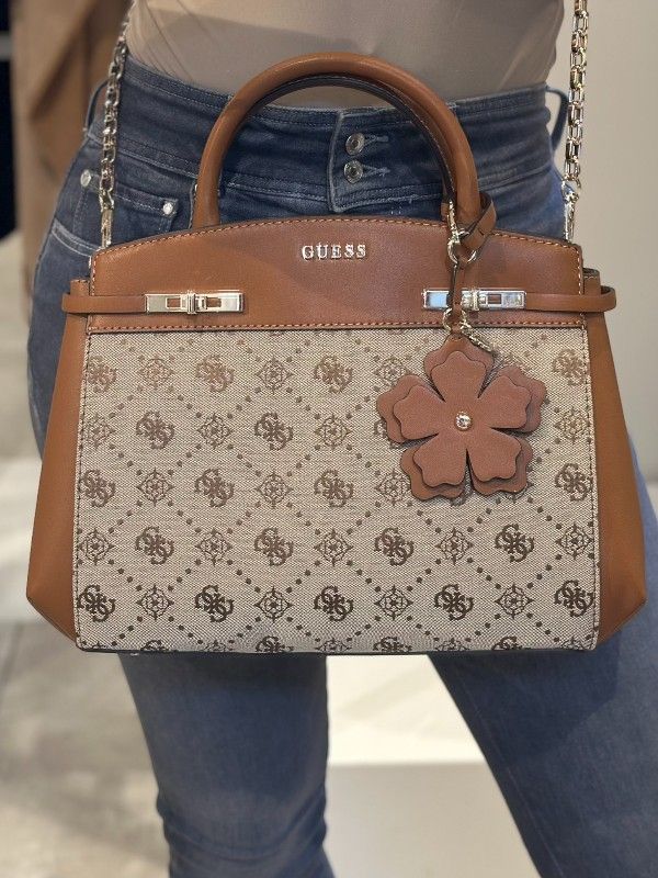 Guess - Melinda Logo Tri Comb Satchel - Beige