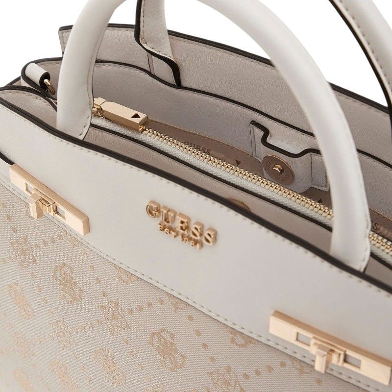 Guess - Melinda Logo Tri Comb Satchel - Wit