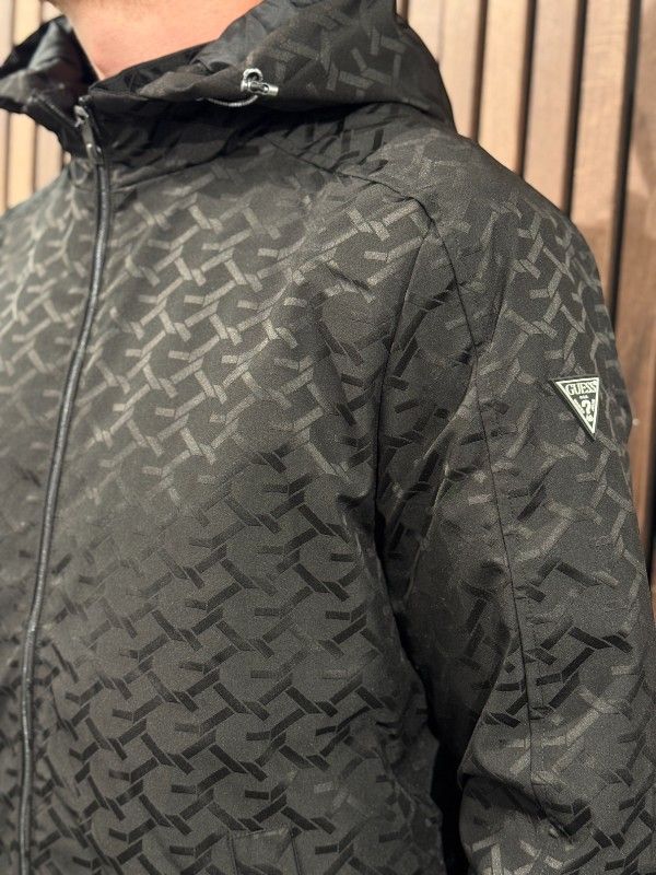 Guess - Monogram Hooded Jacket - Zwart