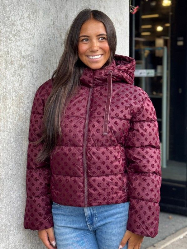 Guess - New Daisy Crop Logo Puffer - Rood